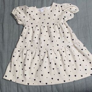 Zara White Dress w/ black hearts short sleeves 10/10 condition